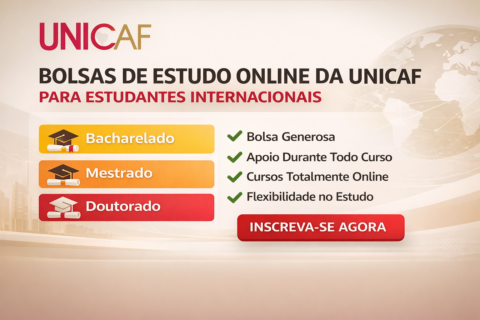 You are currently viewing Bolsas de Estudo Online da UNICAF para Estudantes Internacionais: Bacharelado, Mestrado e Doutorado